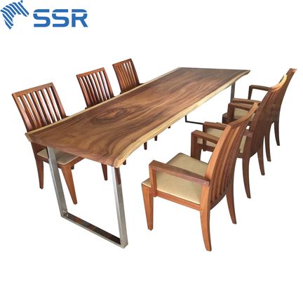 Bộ bàn ghế gỗ me tây nguyên tấm - SSR VINA - Công Ty TNHH SSR VINA